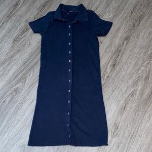 Brandy Melville Navy Blue Button-Down Dress